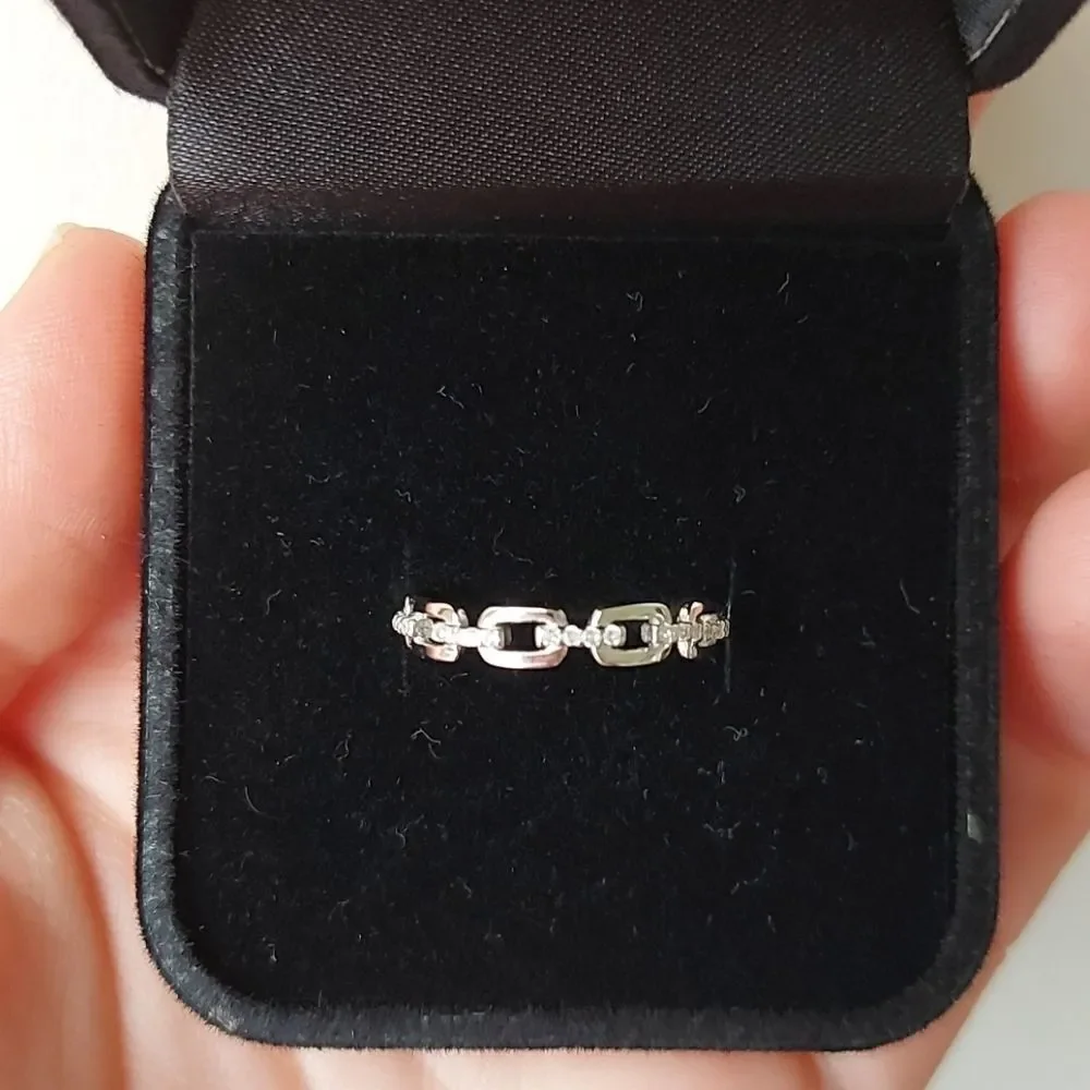 925 Sterling Silver Links Ring - Picture 2 of 8